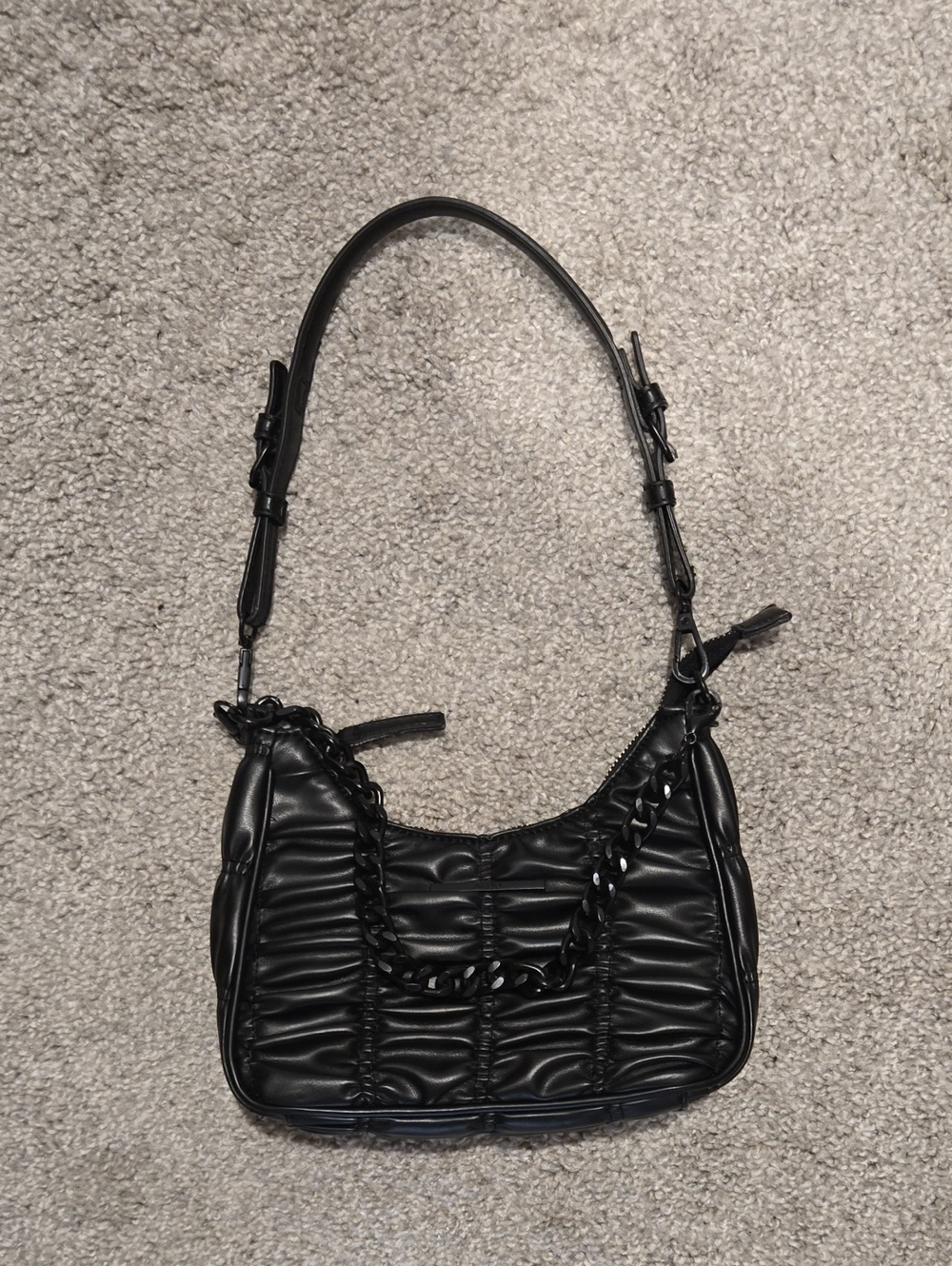 Aldo Black Quilted Shoulder Bag with Chain Accent